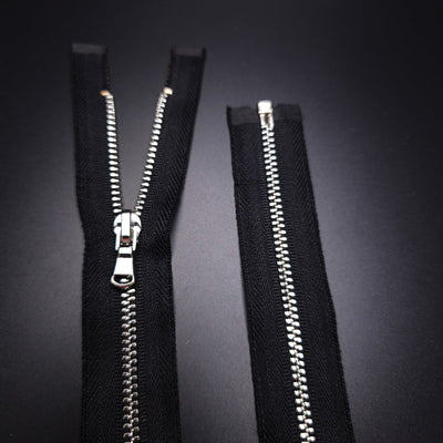 Open End Zipper | Nickel | Black | 19 3/4" - 50 cm