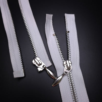 Open End Zipper | Nickel | White | 19 1/2" - 49 cm