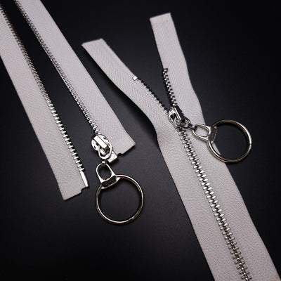 Open End Zipper | Nickel | White | 19 1/2" - 49.5 cm (Copy)