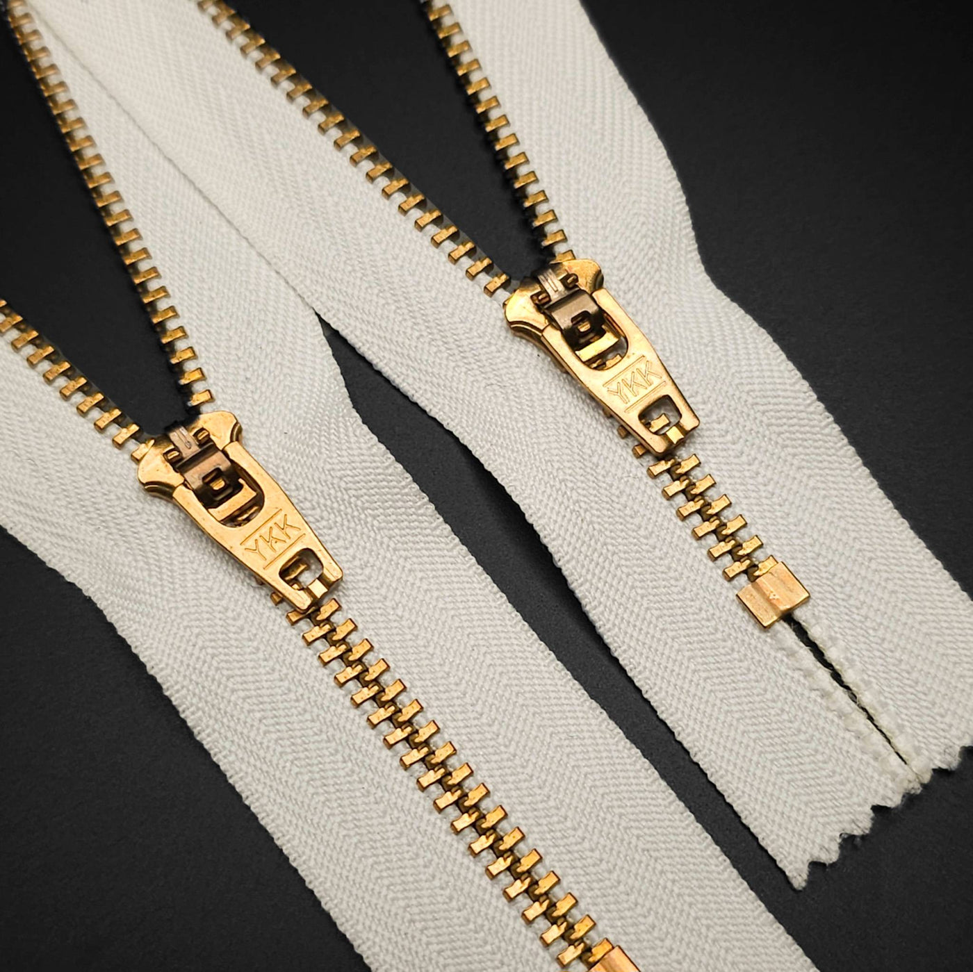 YKK | Semi-Automatic Lock | Closed End Zipper | Metal | #5 | White