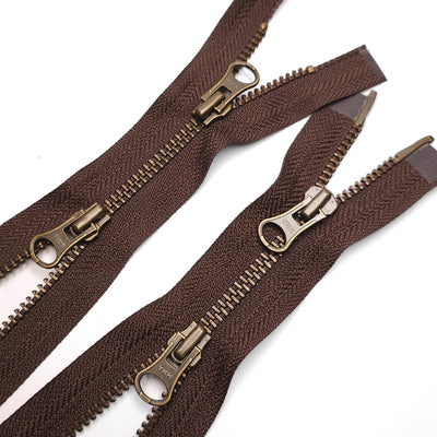 YKK | Open-End Zipper | Metal | 2 Ways | Brown