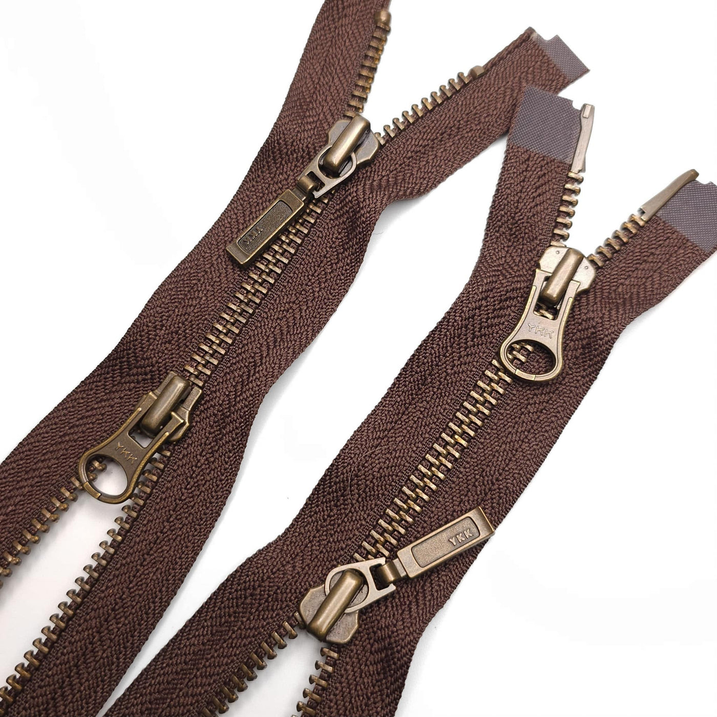 YKK | Open-End Zipper | Metal | 2 Ways  | 26'' - 66 cm | Brown