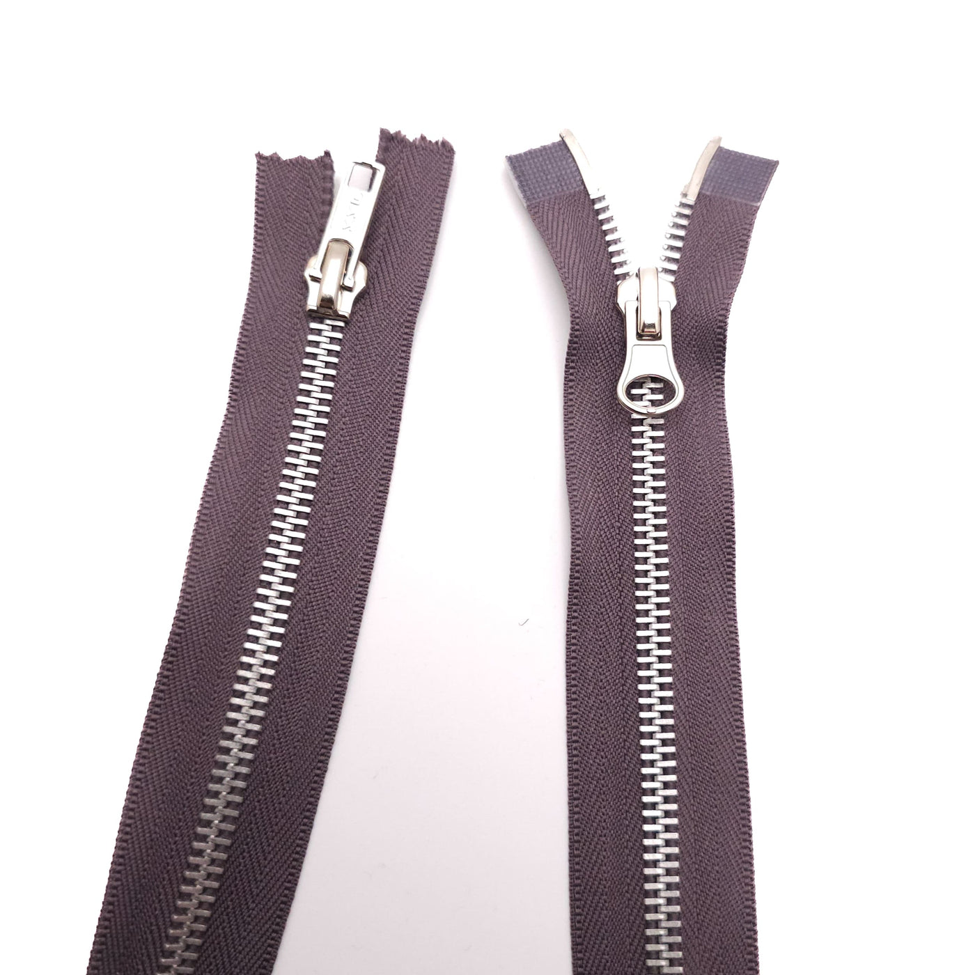 Open-End Zipper | Nickel | 2 Ways  | 22.5" - 57 cm | Purple Taupe