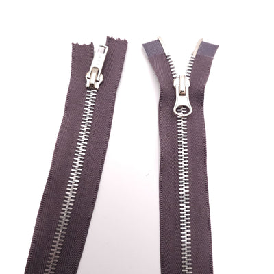 Open-End Zipper | Metal | 2 Ways  | 22.5" - 57 cm | Purple Taupe