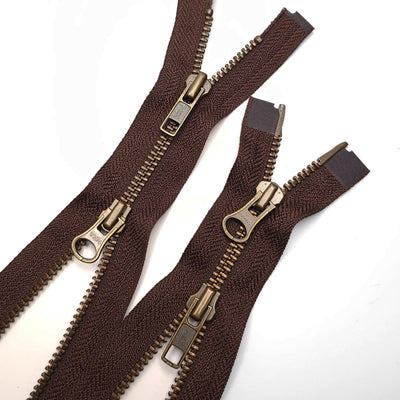 YKK | Open-End Zipper | Metal | 2 Ways | Brown