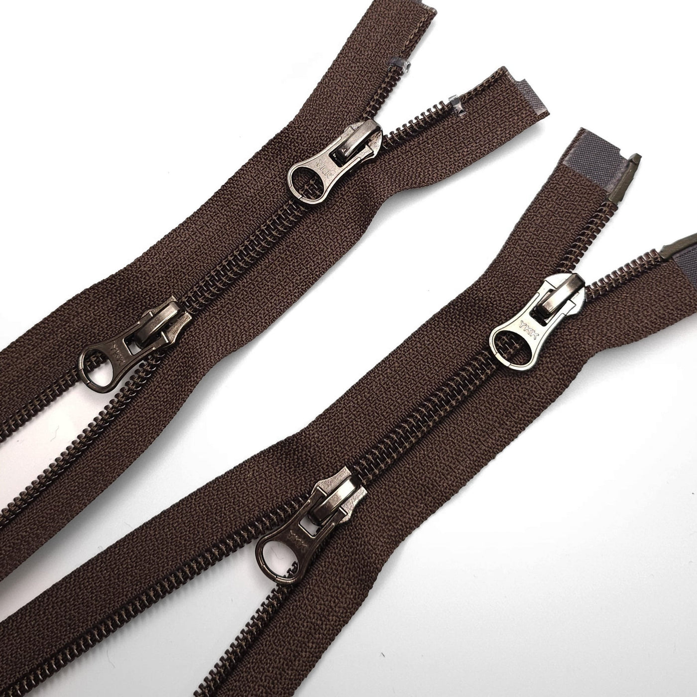 YKK | Open-End Zipper | Metal | 2 Ways  | 25 3/4'' -  65.5 cm | Brown