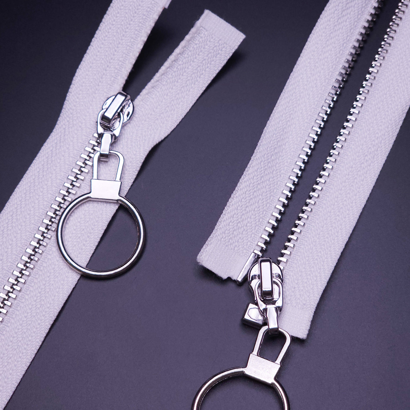 Open End Zipper | Nickel | White | 30" - 76 cm