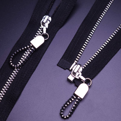 Open End Zipper | Nickel | Black | 28.5" - 72 cm