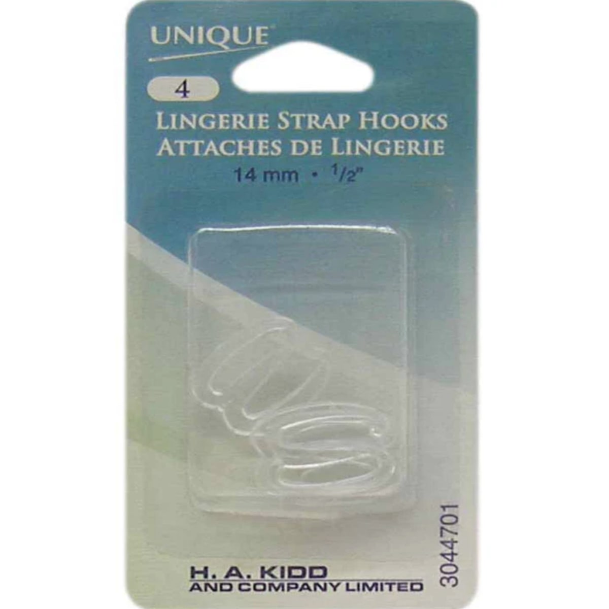 UNIQUE | Lingerie Strap Hook Clear | 14mm (½") | 4pcs