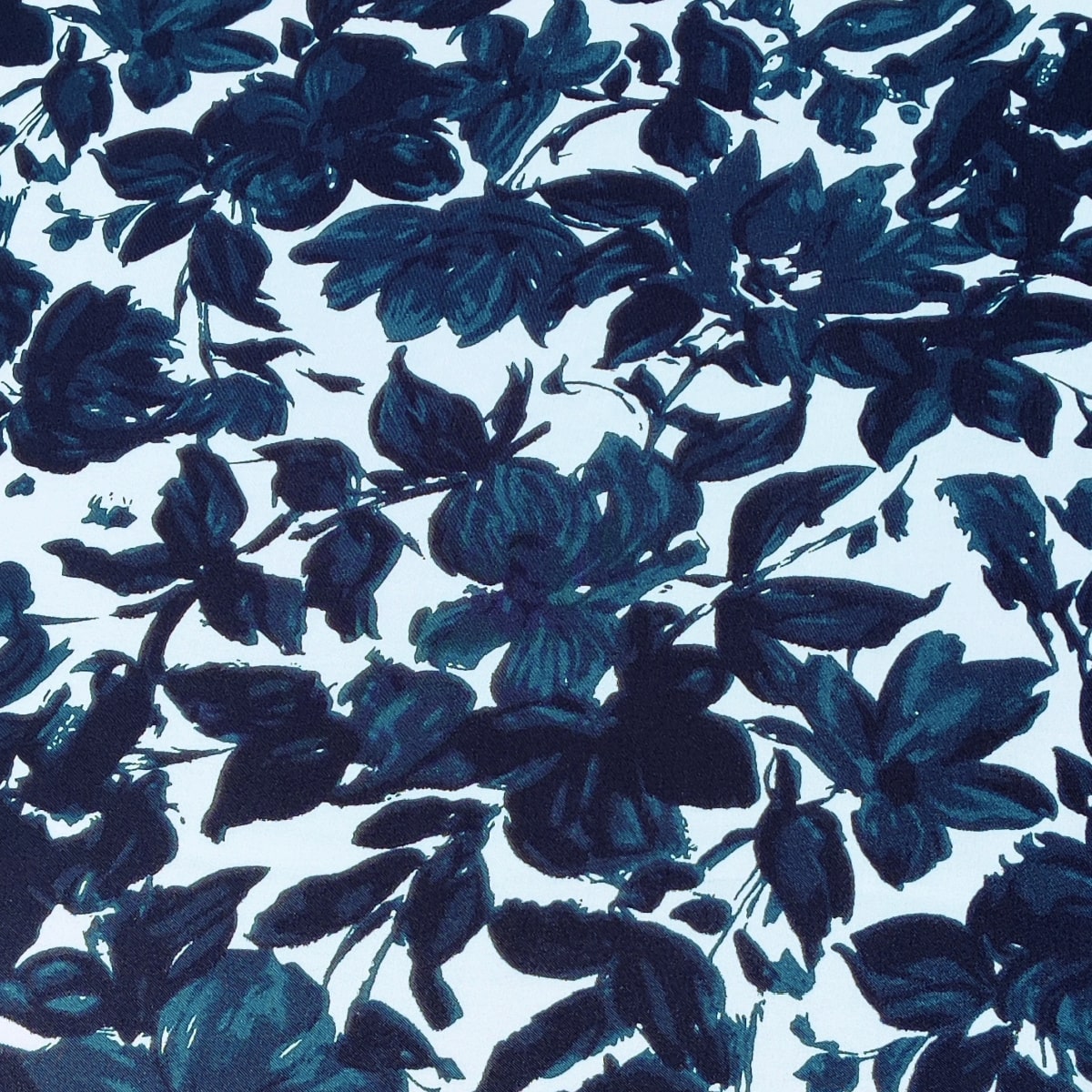 Flower Bengaline Fabric - Blue Green