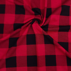 Jersey de bambou | Carreaux noir et rouge