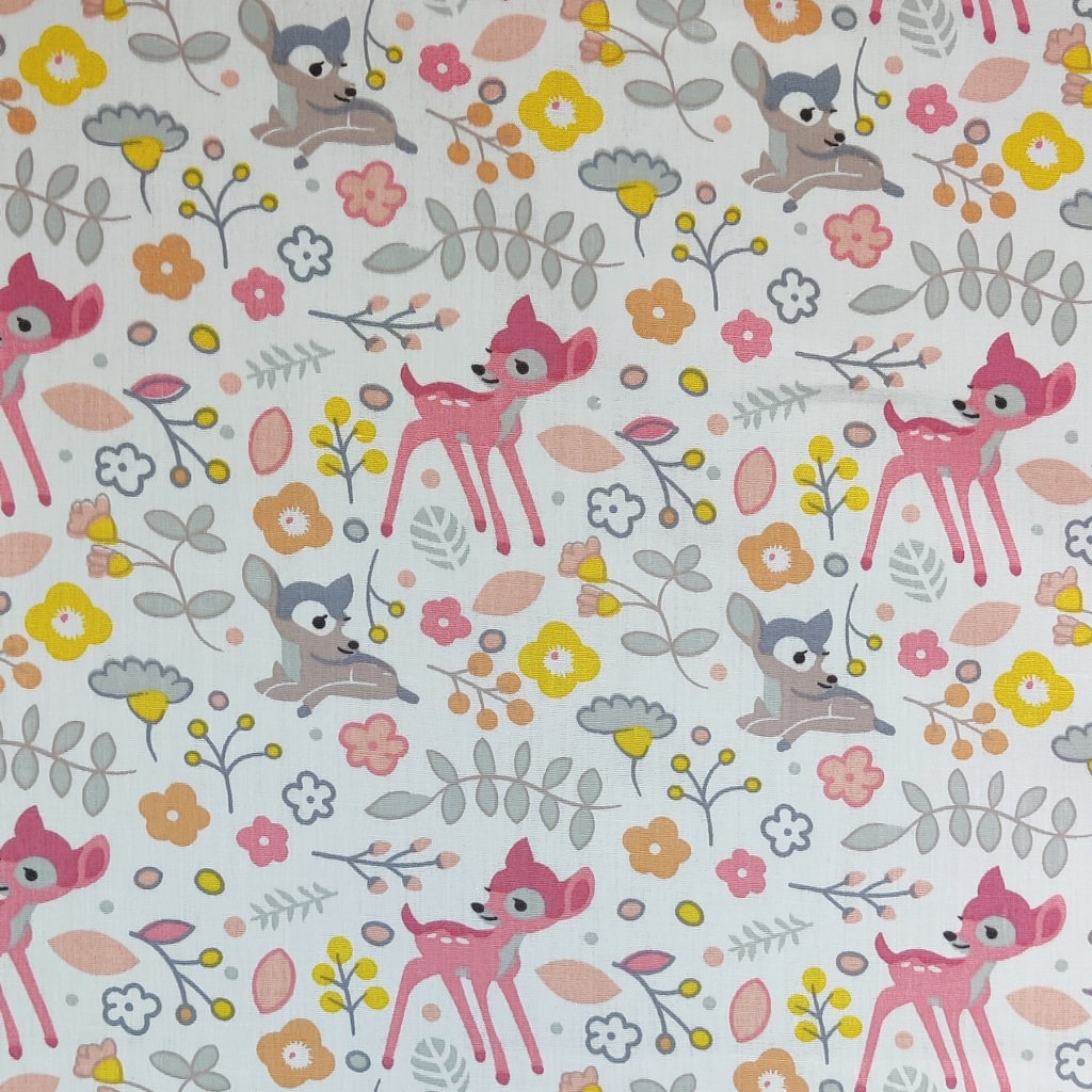 Cotton Poplin Fabric - Pink Bambi Print