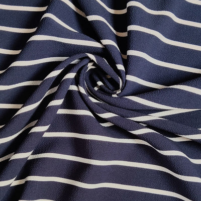 Crepe Fabric | Stripes | White & Navy