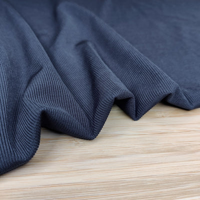 Micro Rib Knit Swimsuit Fabric - UV Protection - Navy Blue