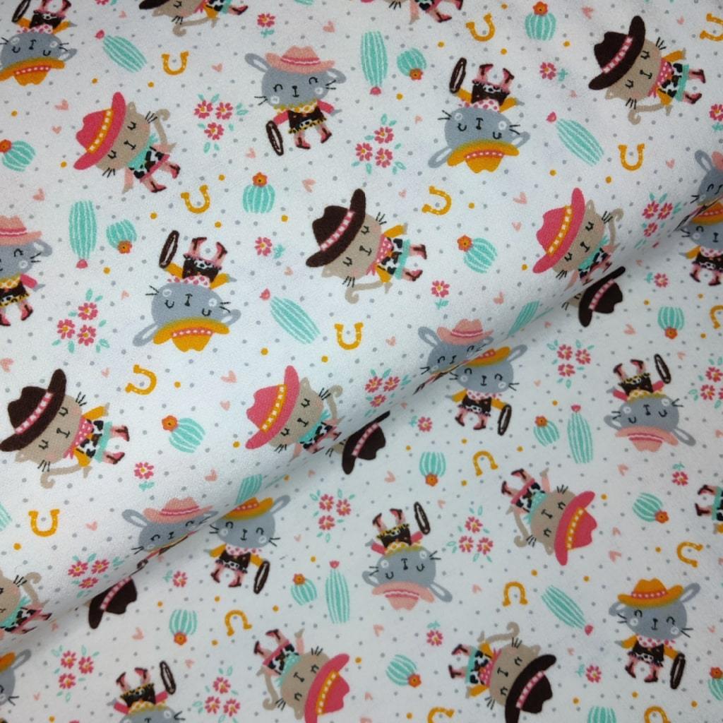 Flannel Fabric - Cowgirl Cats