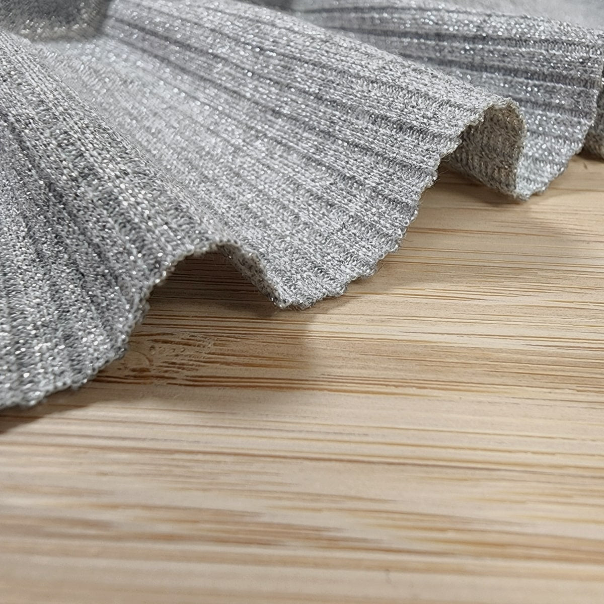 Glitter Rib Knit Jersey fabric gray