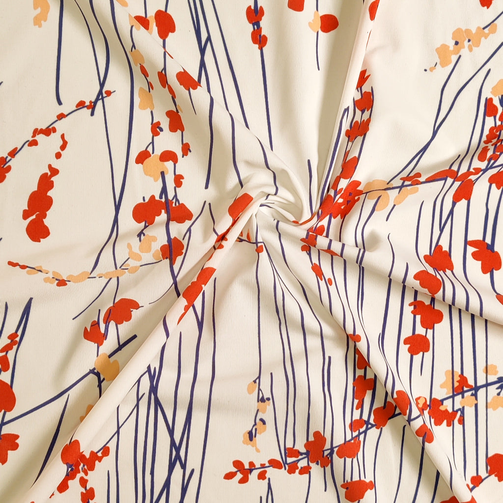 Micro Nylon Fabric - Asian Flowers Print