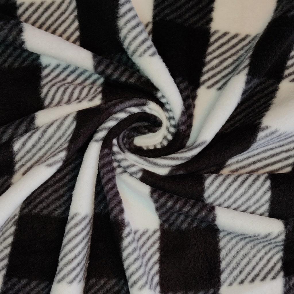 Black and white checkered fleece fabric sale