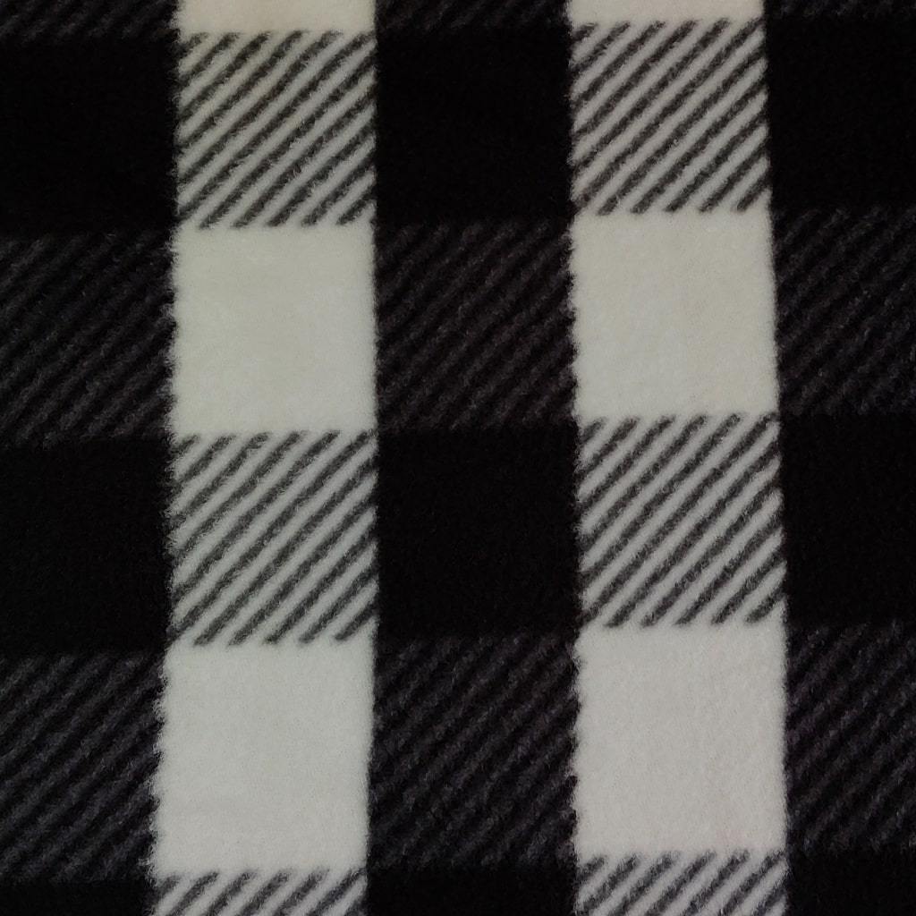 Polar Fleece Fabric - Black and White Plaid
