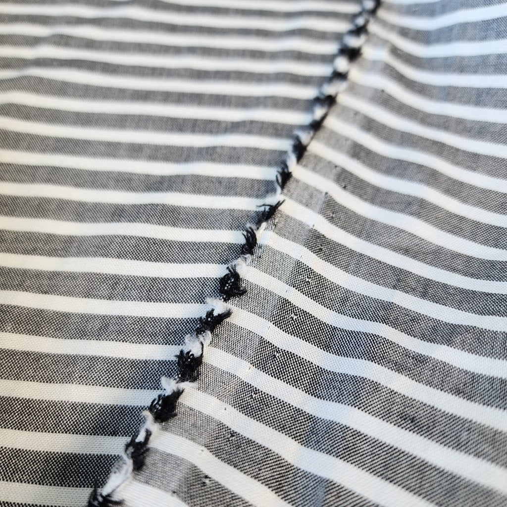Rayon Challis Fabric - Black and White Stripes