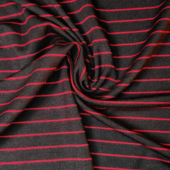 Rayon Jersey | Red Stripes on Black Background