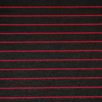 Rayon Jersey Fabric - Red and Black Stripes