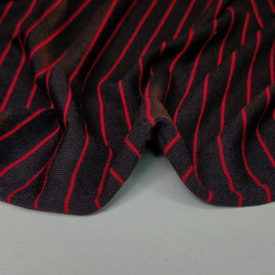 Rayon Jersey Fabric - Red and Black Stripes