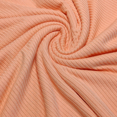 Rib Knit Jersey Fabric - Peach