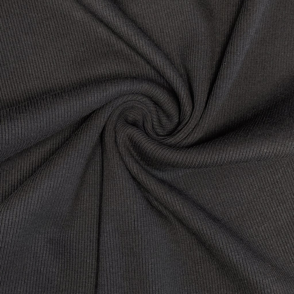 Tubular Ribbing Fabric - 2X2 - black