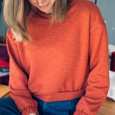 Orange Sweatshirt Fleece Fabric 