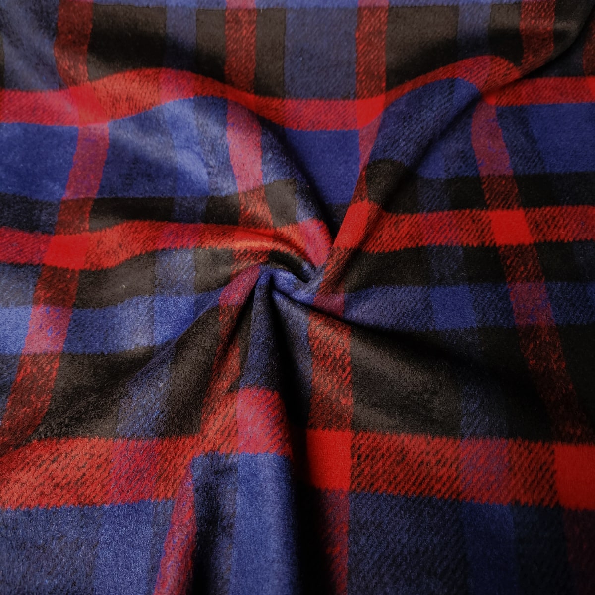 Woolen Fabric | Plaid | Red & Blue