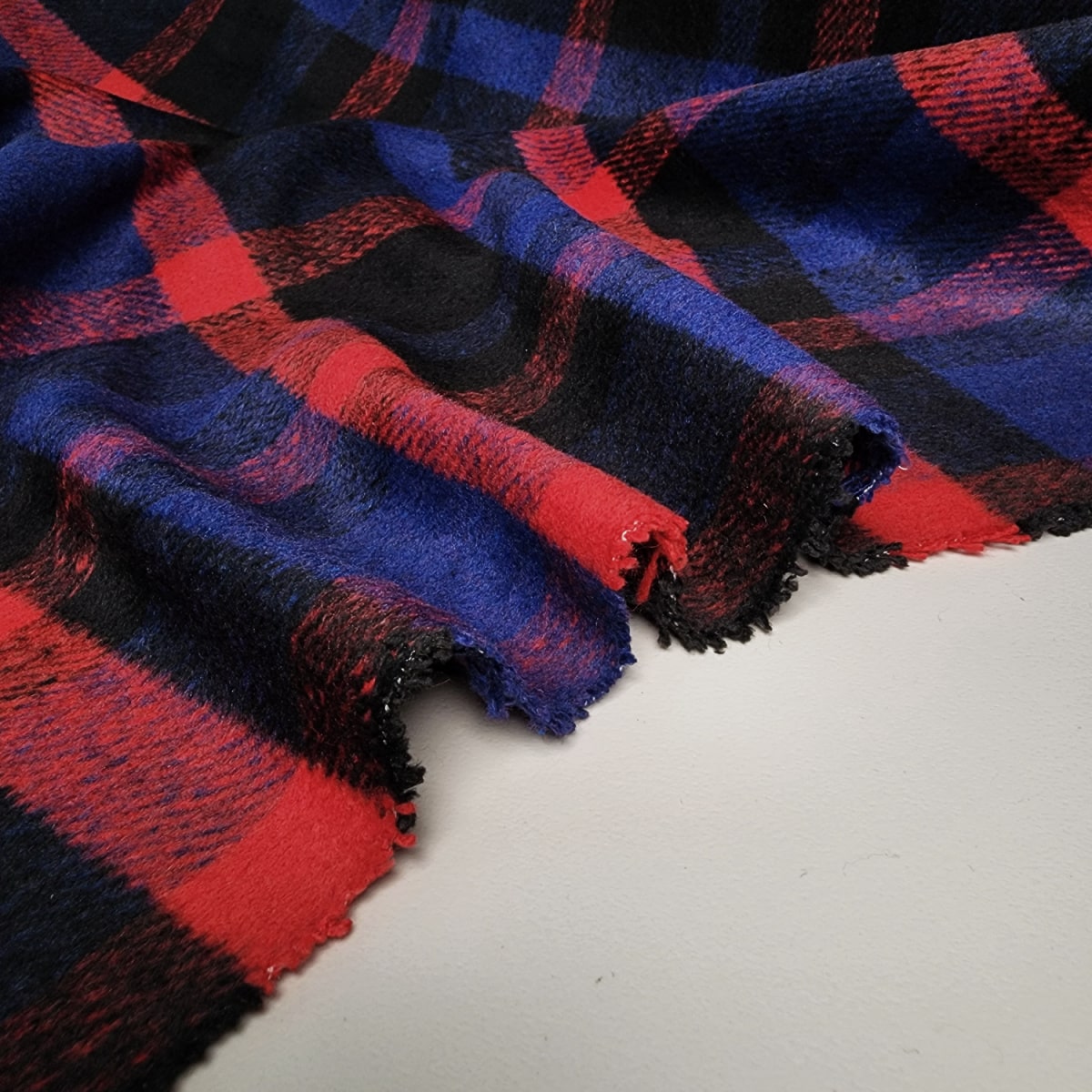 Woolen Fabric | Plaid | Red & Blue